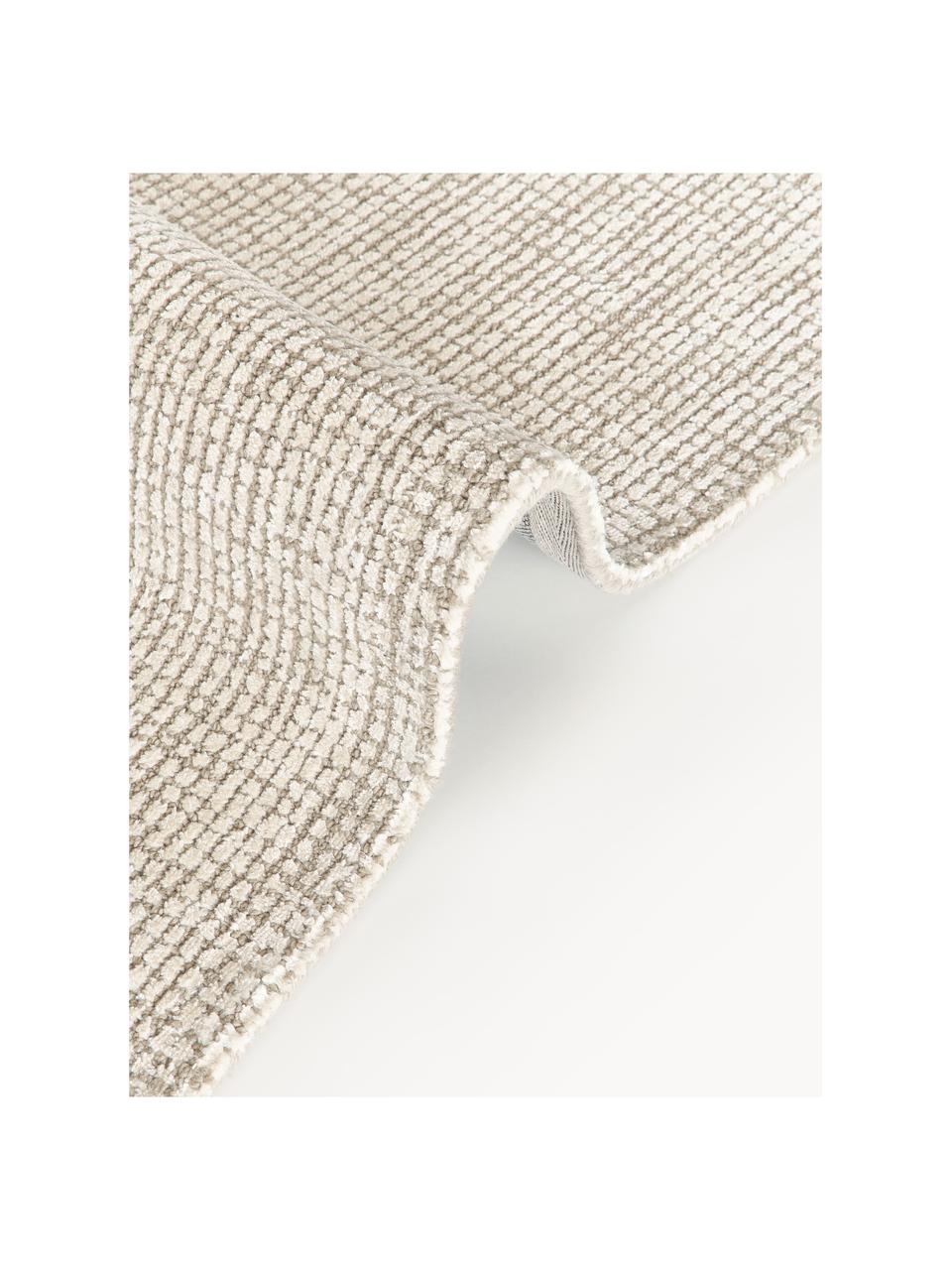Handgewebter Kurzflor-Teppich Mansa, 56 % Wolle, RWS-zertifiziert, 44 % Viskose, Beige, Cremeweiss, B 80 x L 150 cm (Grösse XS)