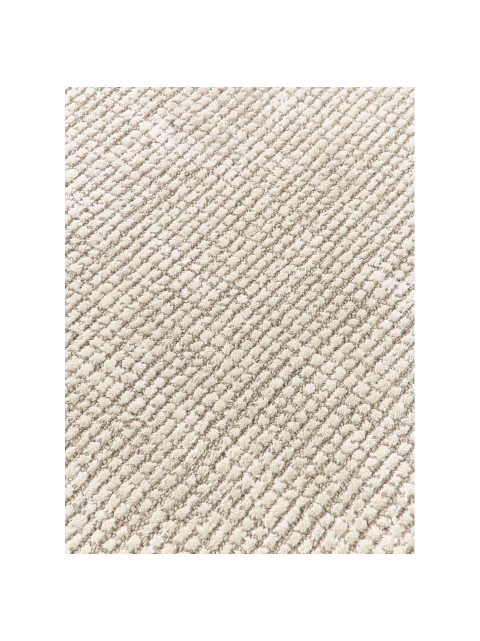 Handgewebter Kurzflor-Teppich Mansa, 56 % Wolle, RWS-zertifiziert, 44 % Viskose, Beige, Cremeweiss, B 80 x L 150 cm (Grösse XS)