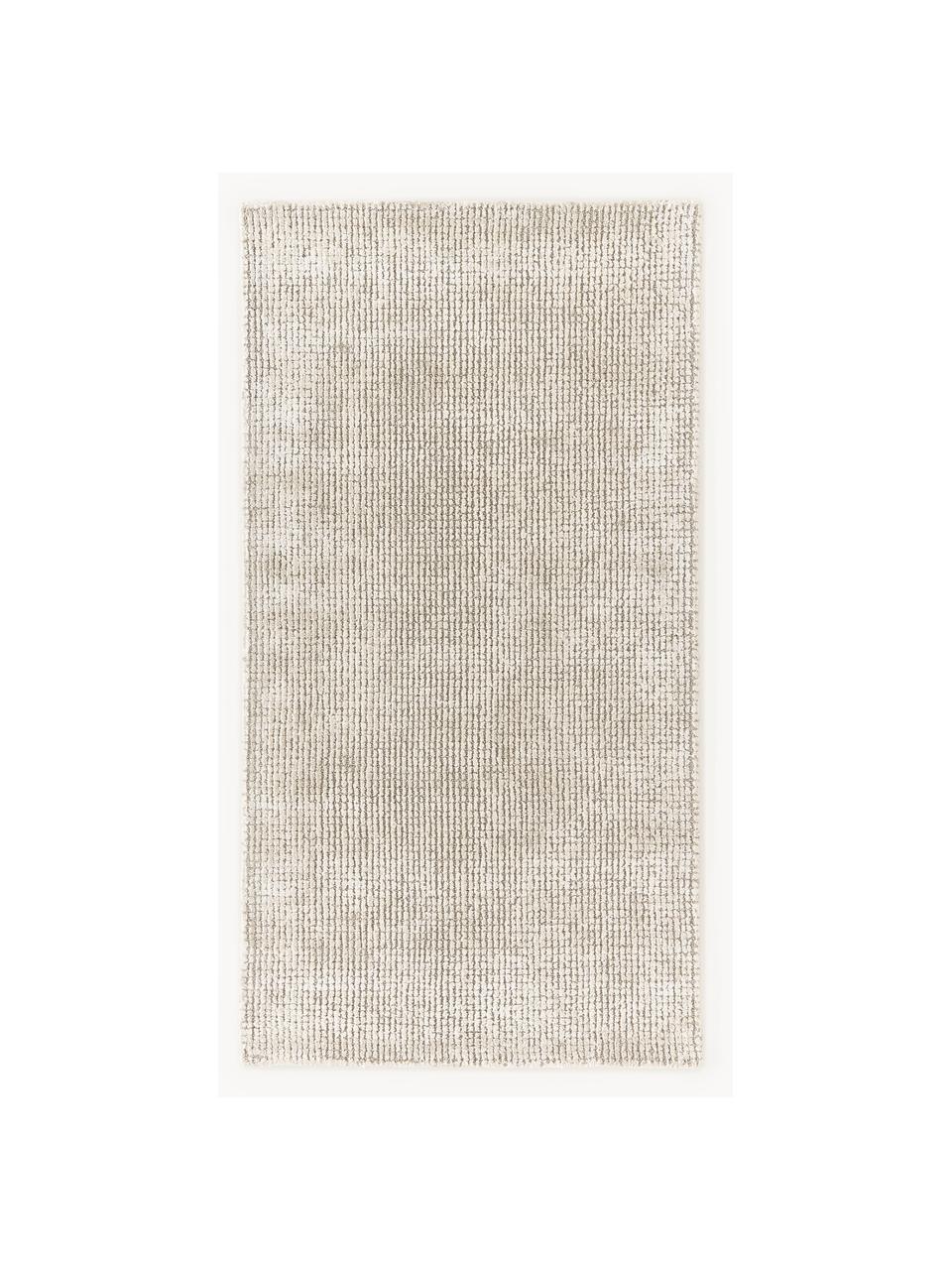 Alfombra artesanal de pelo corto Mansa, 56% lana con certificado RWS, 44% viscosa, Beige, blanco crema, An 80 x L 150 cm (Tamaño XS)