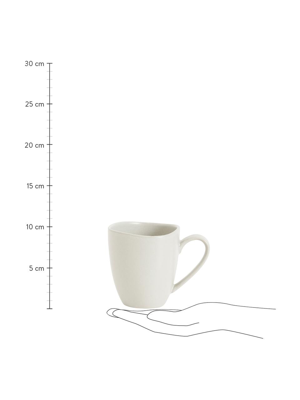 Steingut-Tassen Refine matt Weiß in organischer Form, 4 Stück, Steingut, Gebrochenes Weiß, Ø 9 x H 10 cm