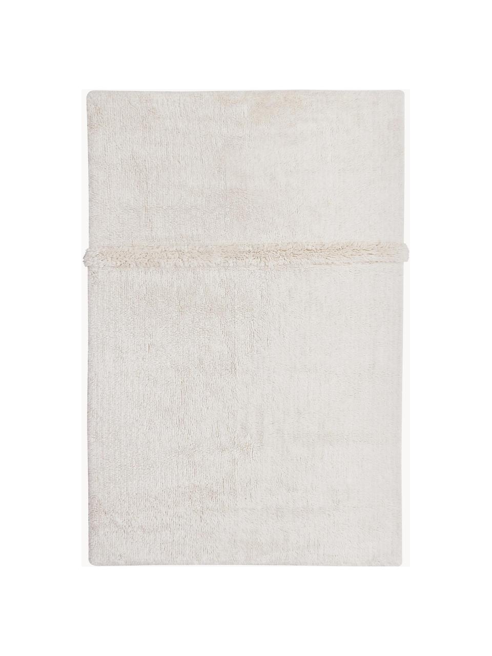 Alfombra artesanal de lana Tundra, lavable, Parte superior: 100% lana, Reverso: algodón reciclado Las alf, Off White, An 80 x L 140 cm (Tamaño XS)