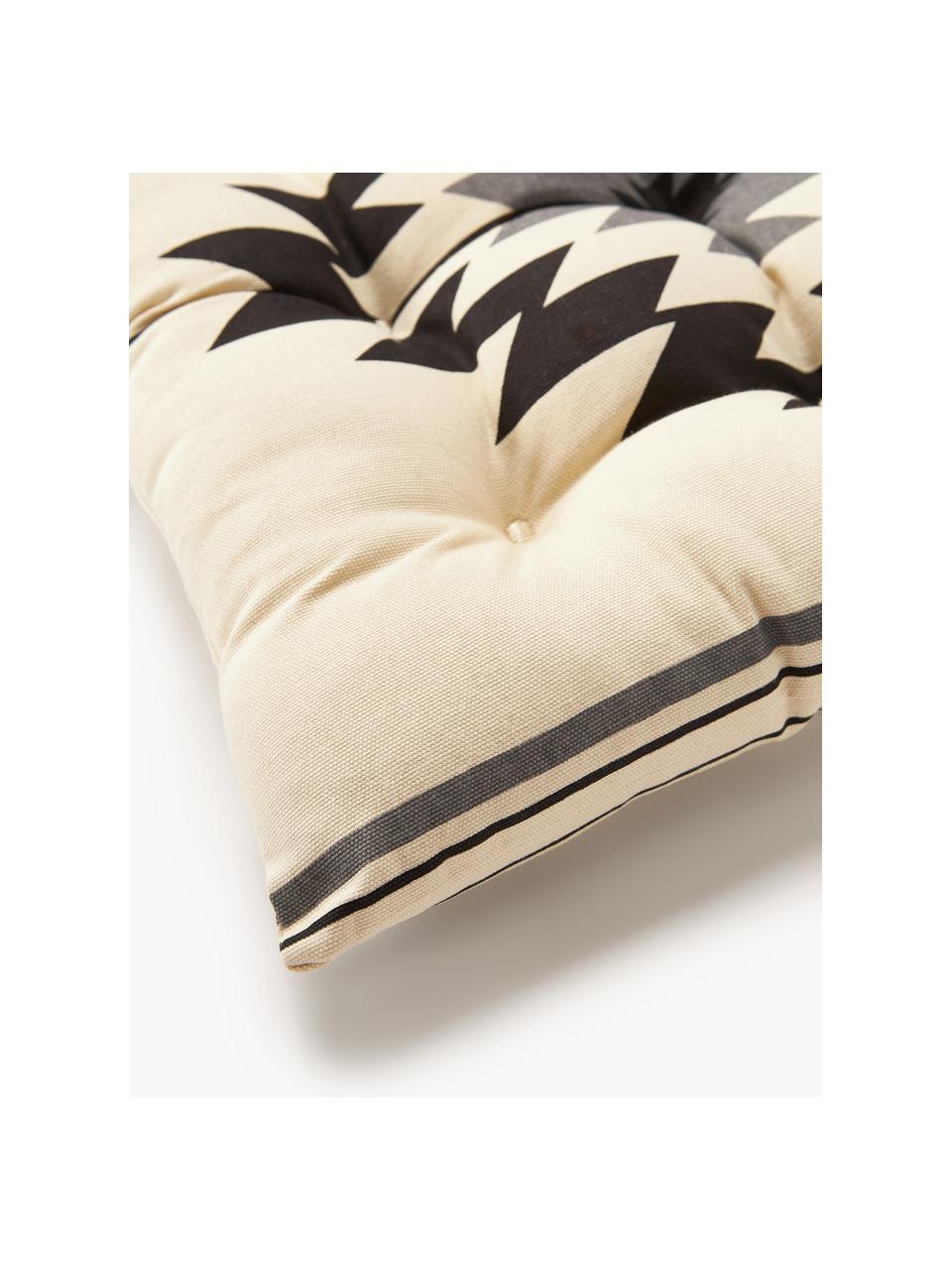 Coussin de chaise ethnique Luca, Blanc cassé, noir, gris, larg. 40 x long. 40 cm