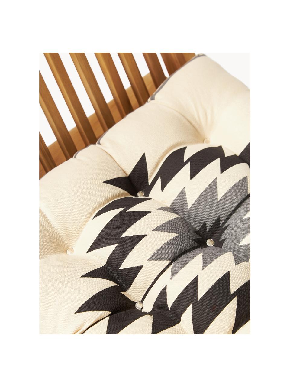 Coussin de chaise ethnique Luca, Blanc cassé, noir, gris, larg. 40 x long. 40 cm