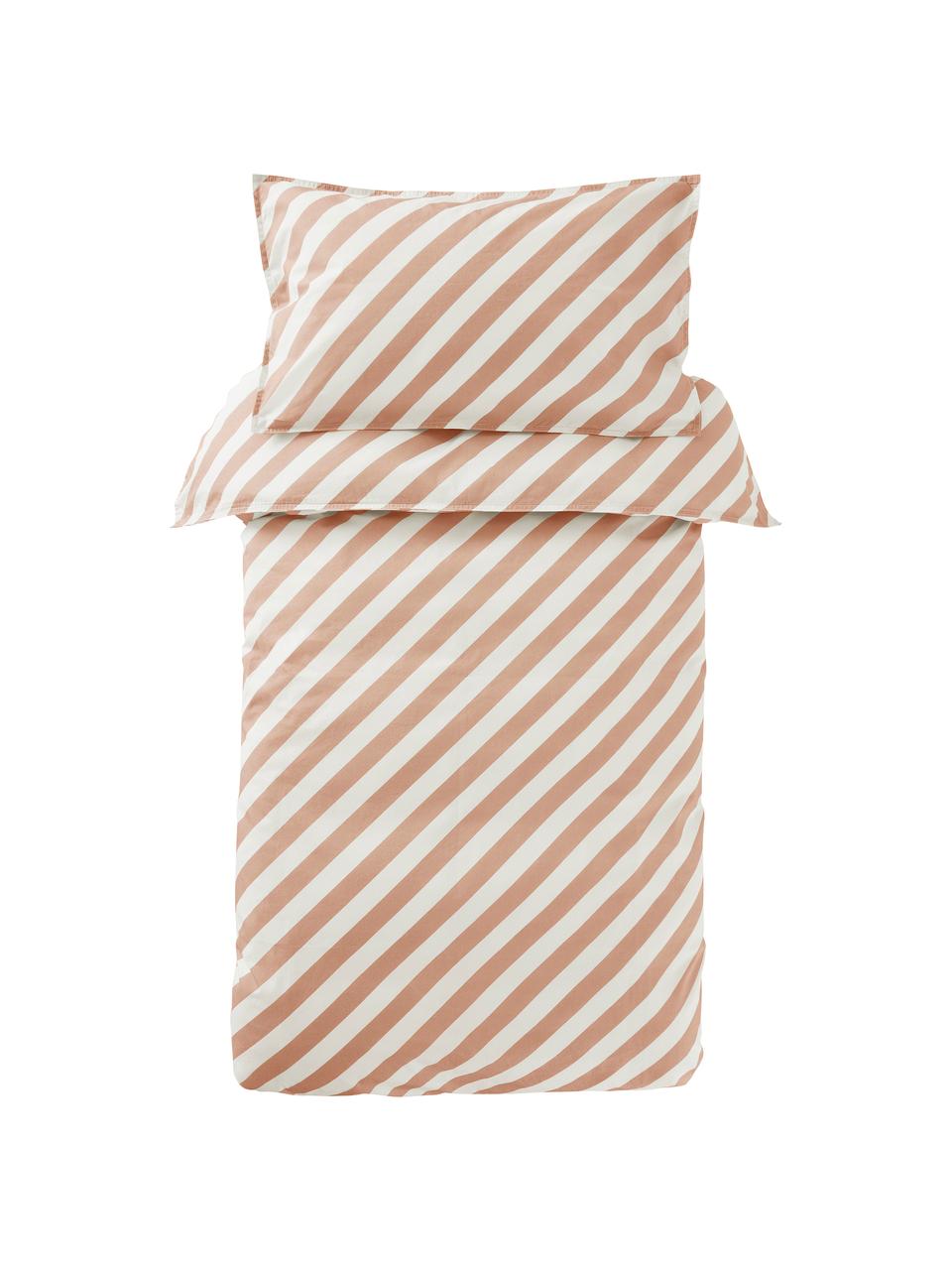 Biancheria da letto a righe in cotone percalle rosa/bianco Franny, Tessuto: percalle, Rosa, bianco, 100 x 130 cm + 1 federa 55 x 35 cm