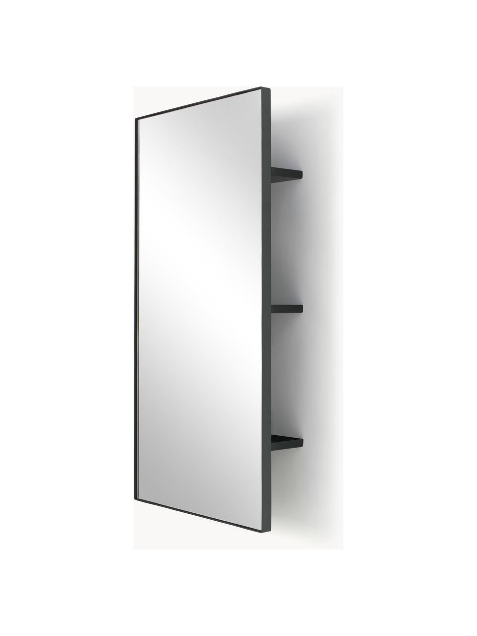 Nástenné zrkadlo s policou Bryan, Čierna, Š 45 x V 90 cm