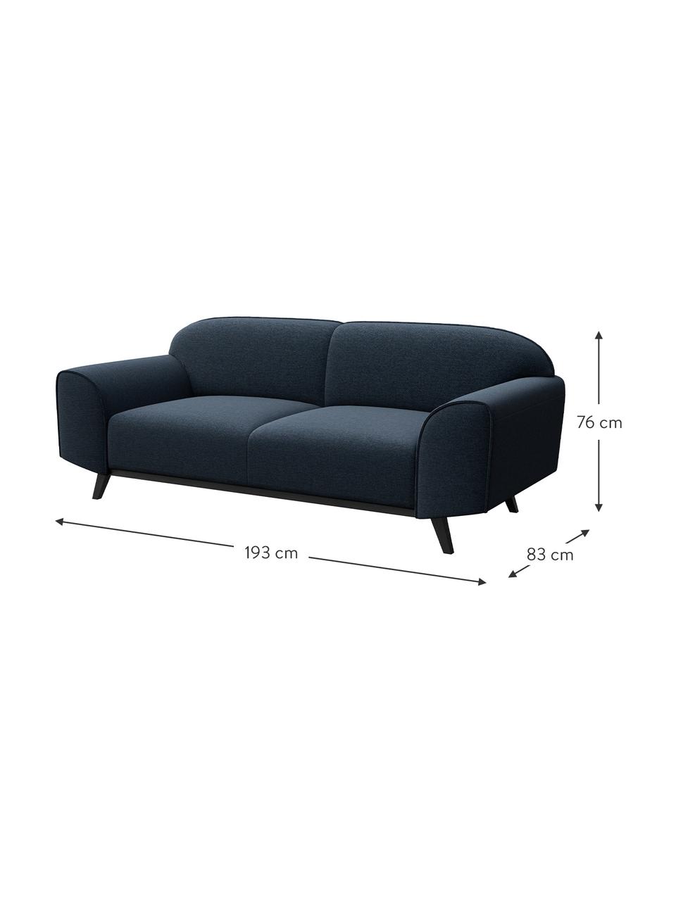 Sofa Nesbo (2-osobowa), Tapicerka: 100% poliester, Nogi: metal lakierowany, Niebieski, S 193 x G 83 cm