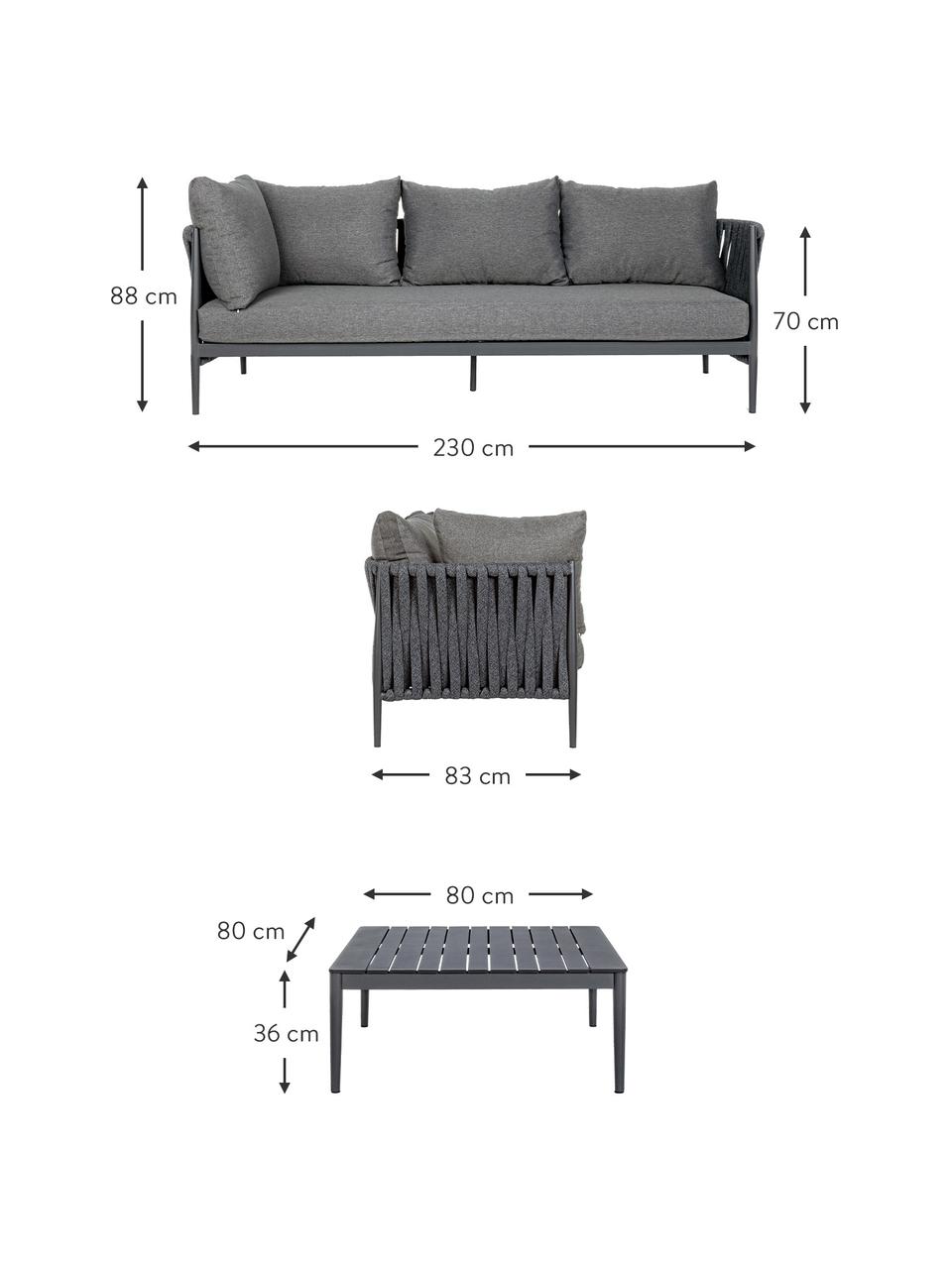 Salon de jardin anthracite Rafael, 2 élém., Anthracite, Lot de différentes tailles