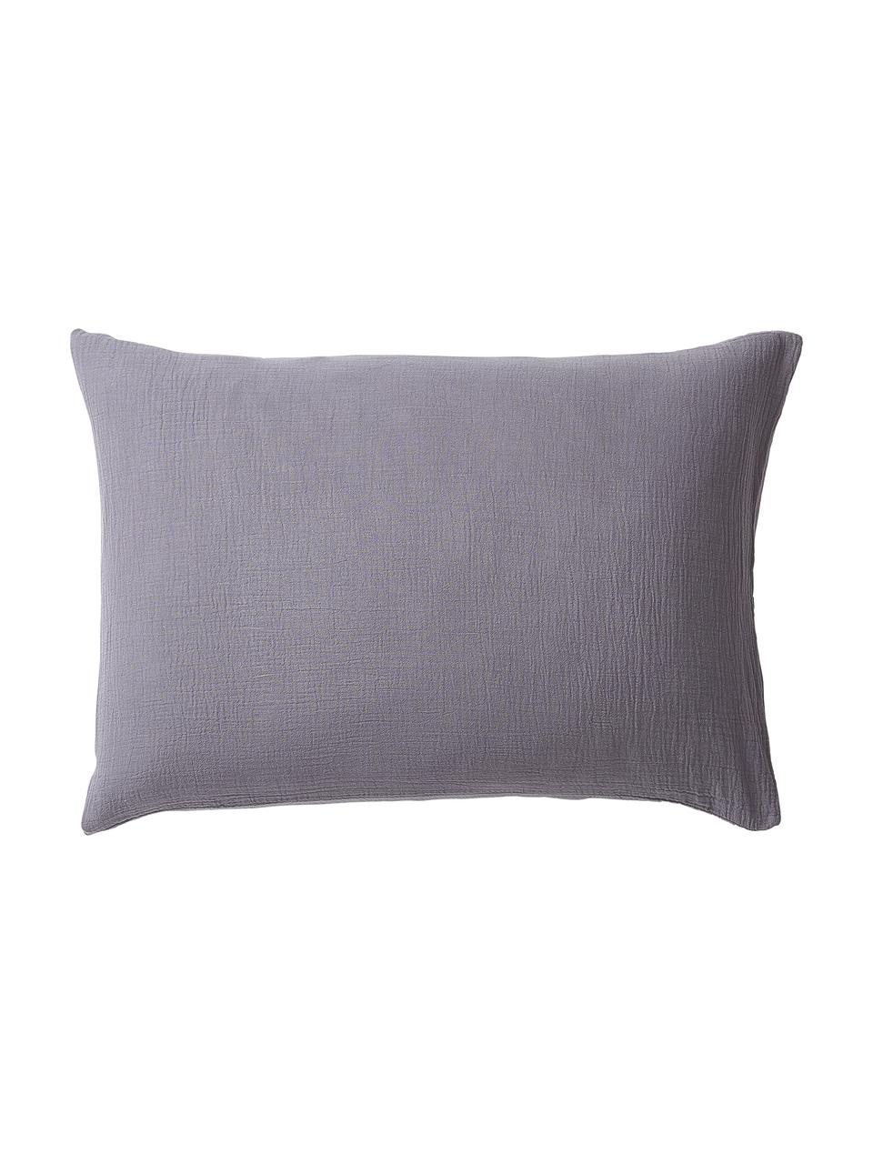 Funda de almohada de muselina Odile, Gris oscuro, An 45 x L 110 cm
