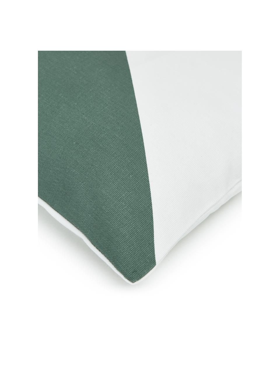 Funda de cojín estampada Ren, 100% algodón, Blanco, verde salvia, An 30 x L 50 cm