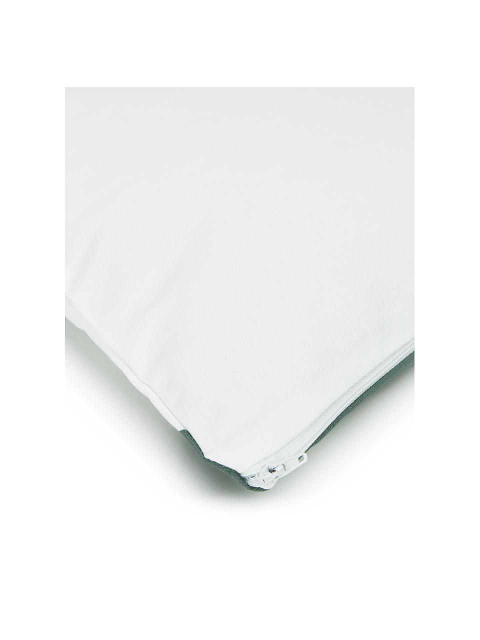 Housse de coussin rectangulaire blanc vert Ren, 100 % coton, Blanc, vert sauge, larg. 30 x long. 50 cm