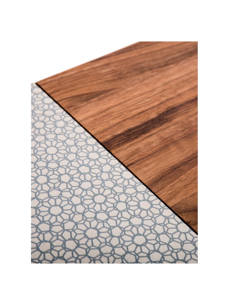 Tagliere in legno di noce Taglio, Porcellana, legno di noce, Azzurro, legno scuro, Lung. 52 x Larg. 20 cm