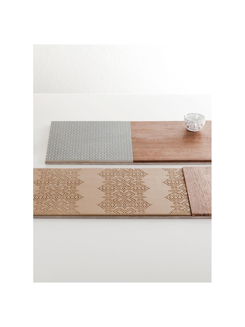 Tagliere in legno di noce Taglio, Porcellana, legno di noce, Azzurro, legno scuro, Lung. 52 x Larg. 20 cm