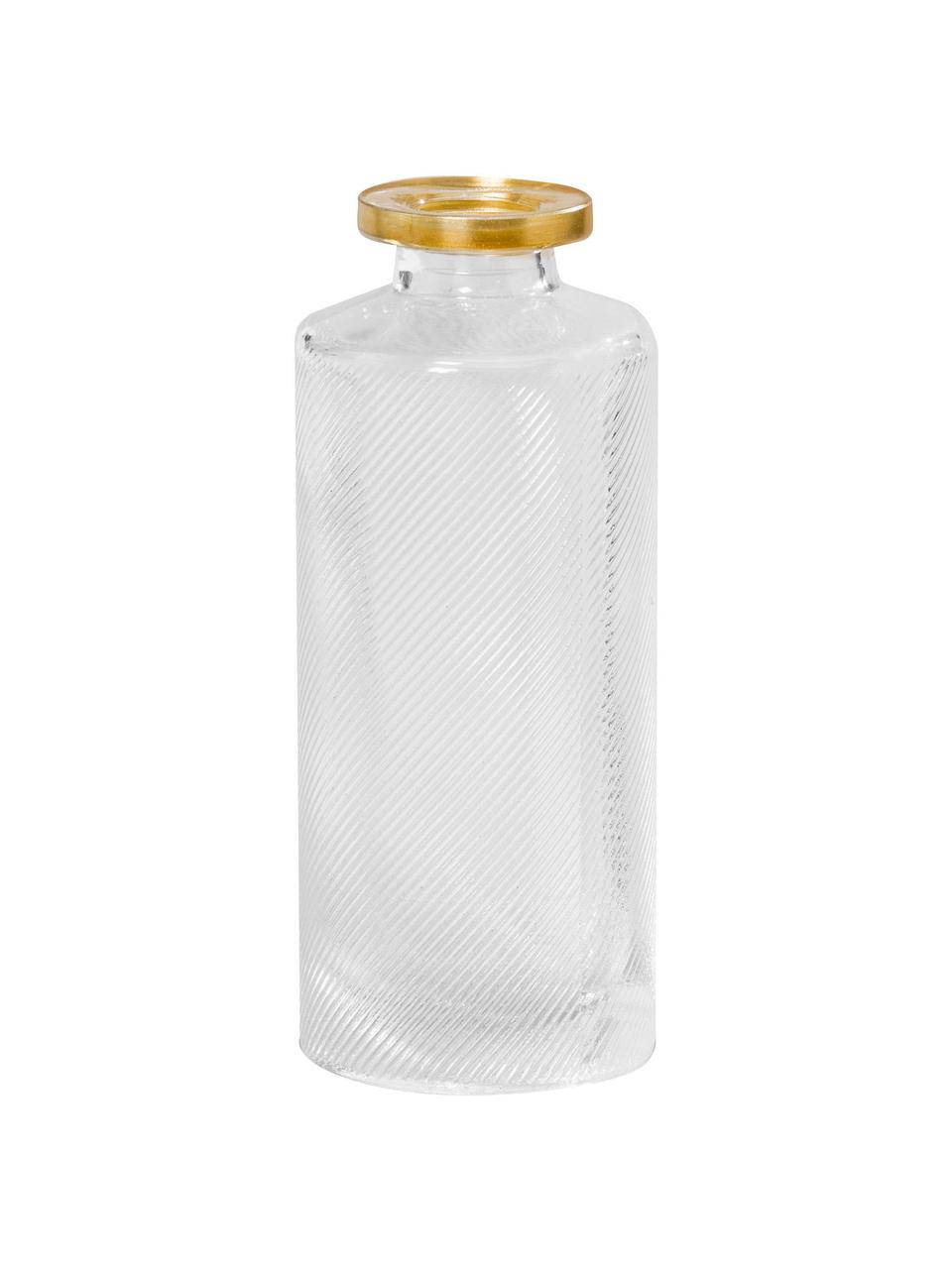 Set de jarrones pequeños de vidrio Adore, 3 uds., Transparente, dorado, Ø 5 x Al 13 cm