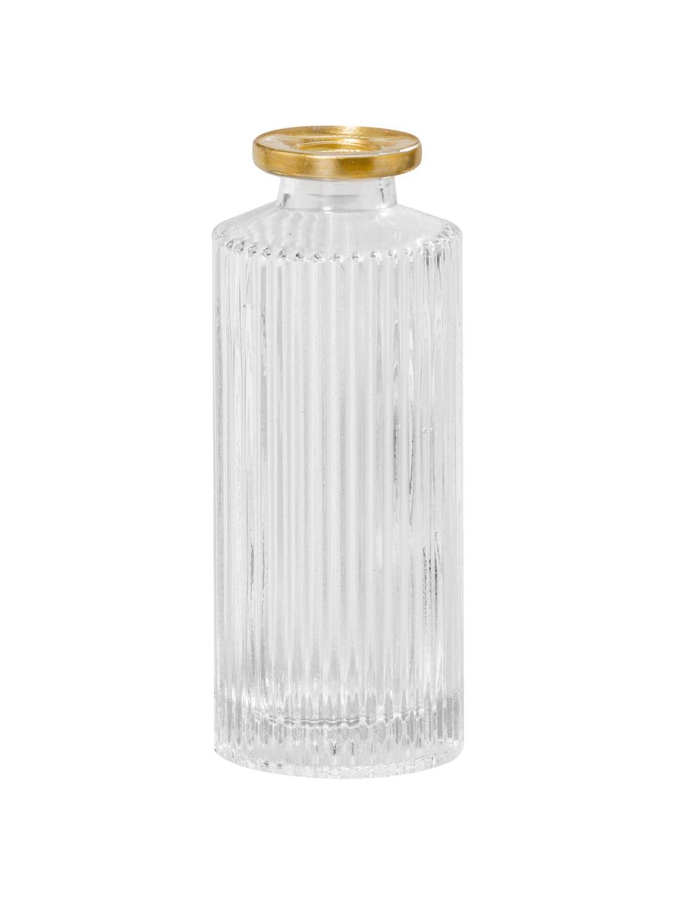 Kleine vazenset Adore, 3-delig, Transparant met goudkleurige rand, Ø 5 x H 13 cm