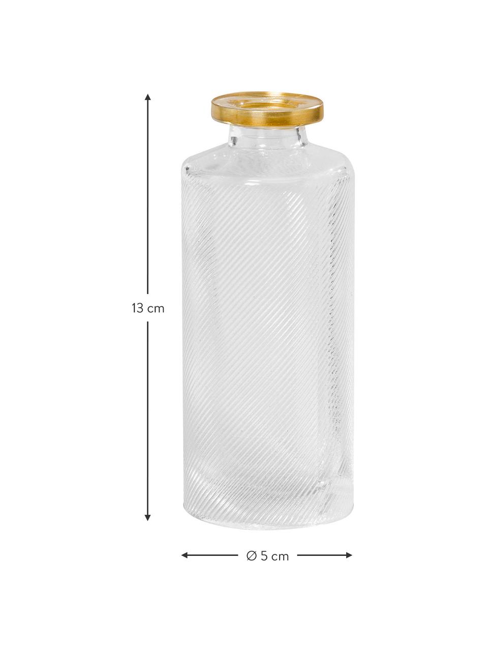 Kleine vazenset Adore, 3-delig, Transparant met goudkleurige rand, Ø 5 x H 13 cm