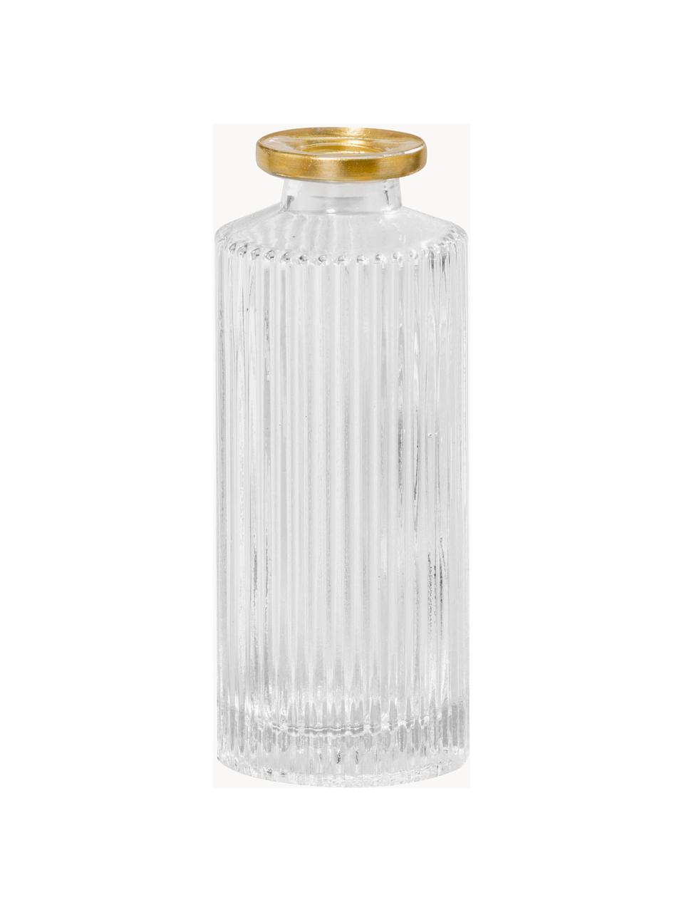 Petits vases Adore, 3 élém., Verre, laqué, Transparent avec bord doré, Ø 5 x haut. 13 cm