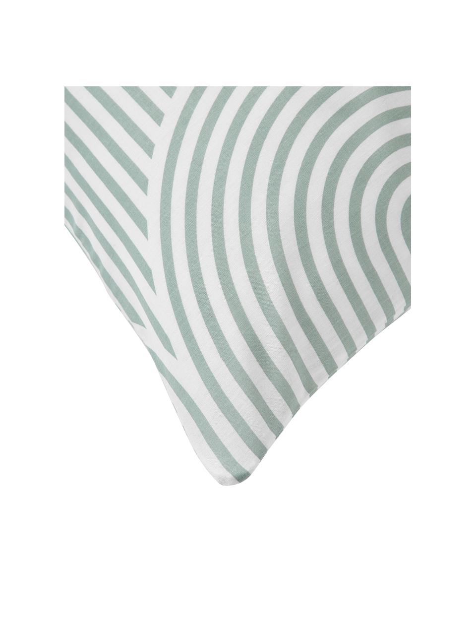 Funda de almohada de algodón Arcs, Verde, blanco, An 45 x L 110 cm