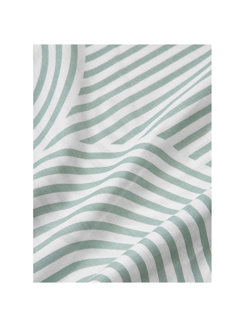 Funda de almohada de algodón Arcs, Verde salvia, blanco, An 45 x L 110 cm