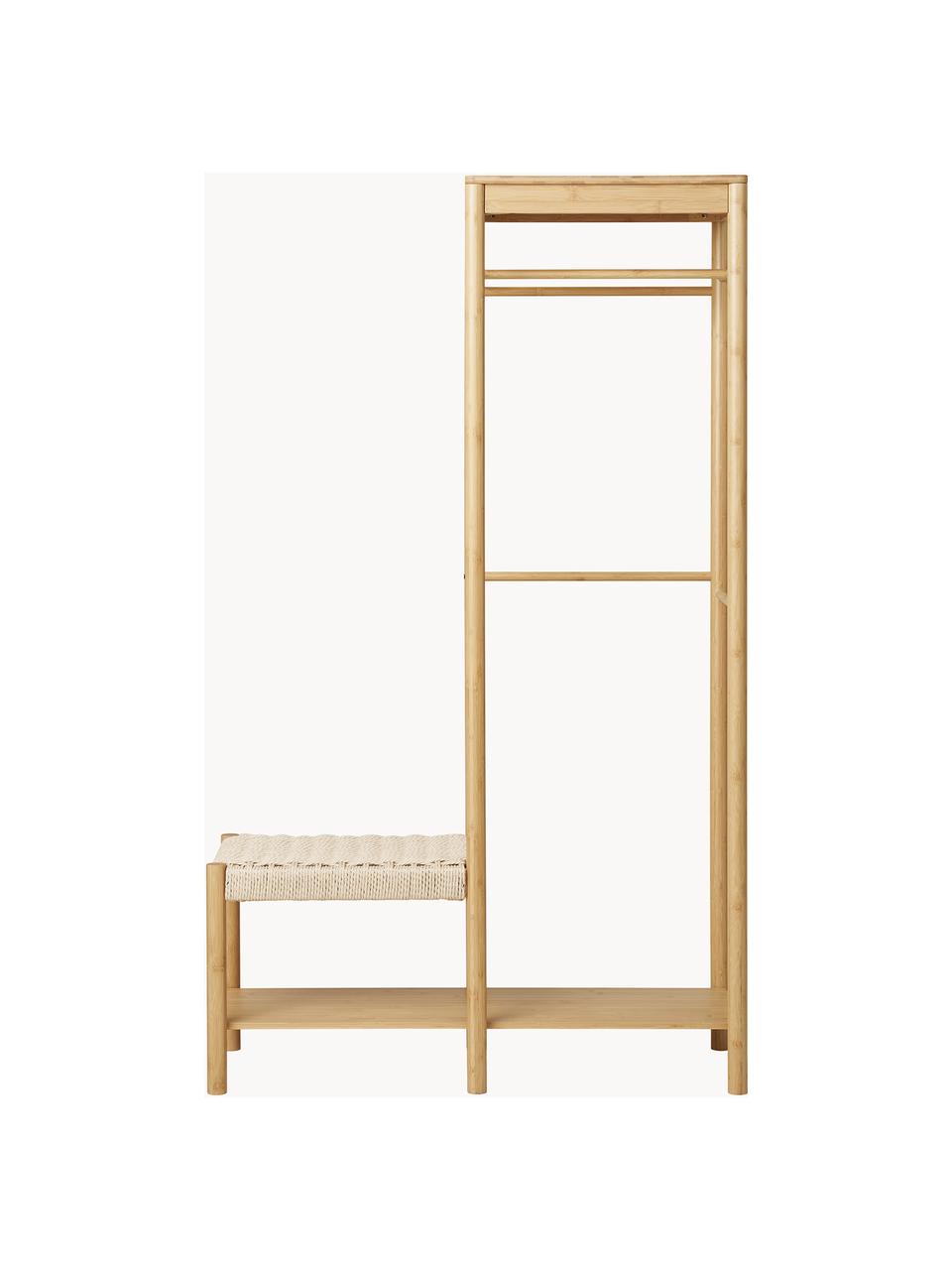 Garderobe Ember aus Bambusholz, Bambusholz, Papierkordel, Bambusholz, Hellbeige, B 36 x H 95 cm