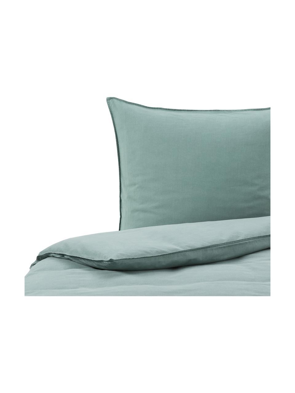 Bavlnená posteľná bielizeň s vypraným efektom Guy, Morská zeleň
