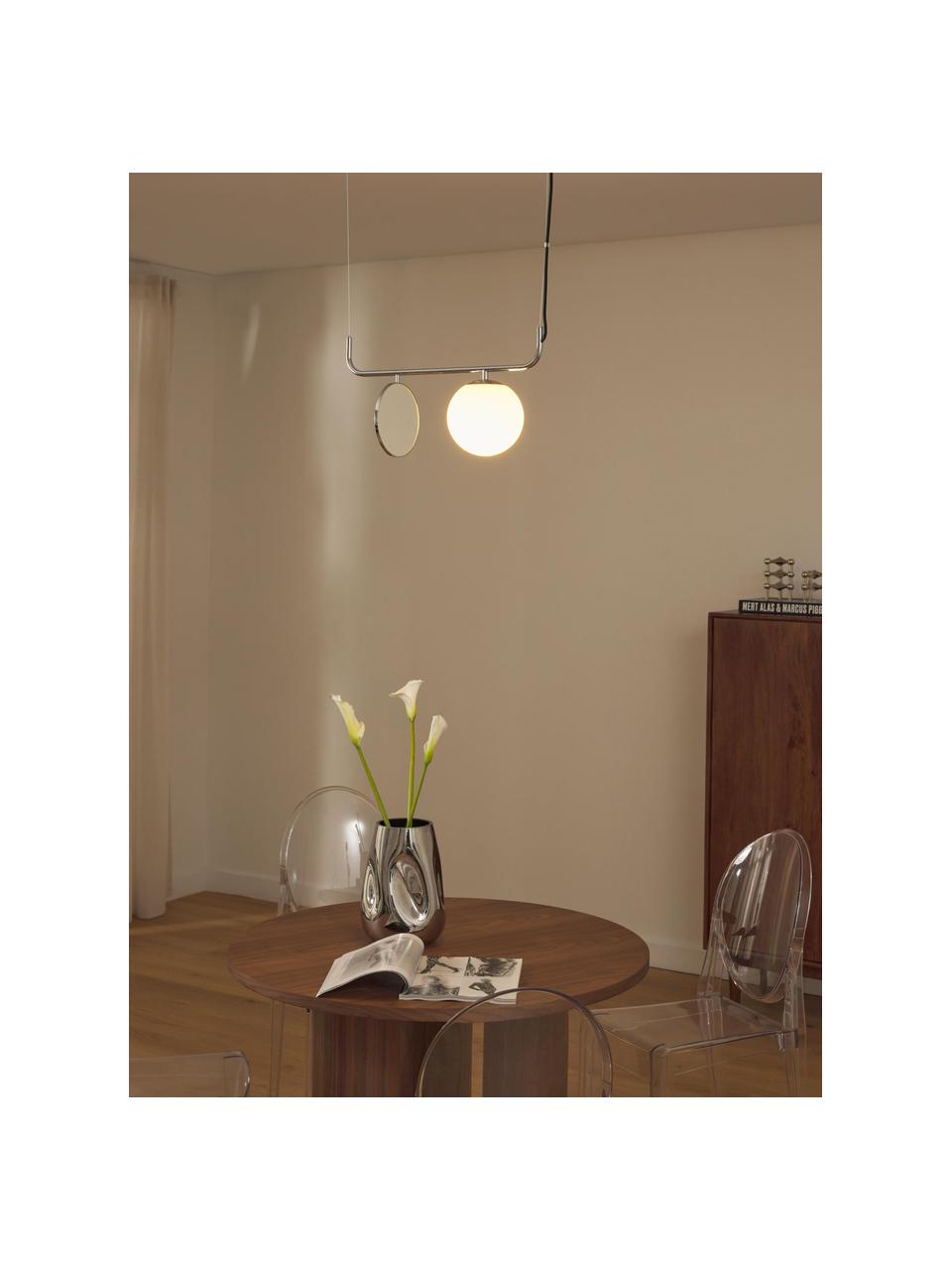 Hanglamp Mond met glazen bol, Lampenkap: opaalglas, Wit, chroomkleurig, Ø 20 x H 64 cm