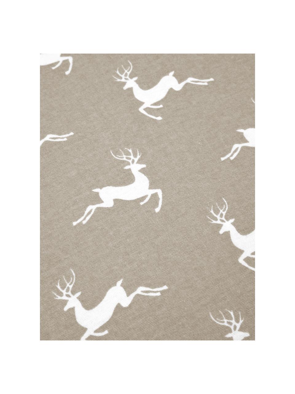 Flanell-Bettwäsche Rudolph mit Rentieren, Webart: Flanell Flanell ist ein k, Beige, Weiß, 135 x 200 cm + 1 Kissen 80 x 80 cm