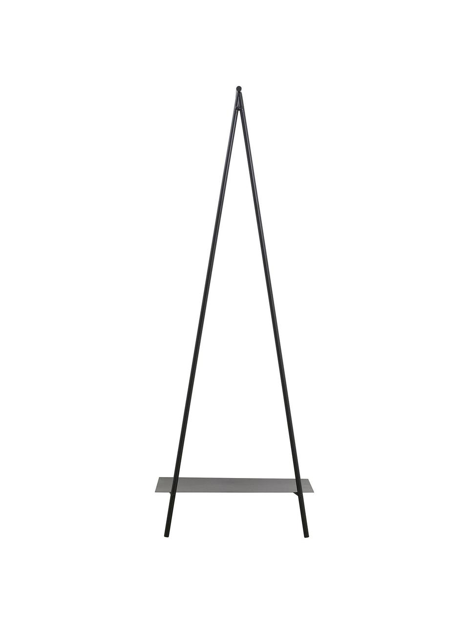 Wandkast Ravi met kledingstang en plank, Gepoedercoat metaal, Zwart, B 64 x H 180 cm