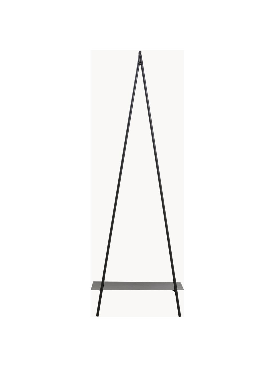 Wandkast Ravi met kledingstang en plank, Gepoedercoat metaal, Zwart, B 64 x H 180 cm