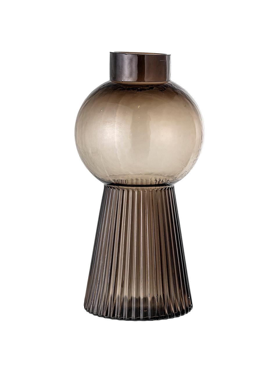 Große Glas-Vase Mola, Glas, Braun, transparent, Ø 17 x H 34 cm