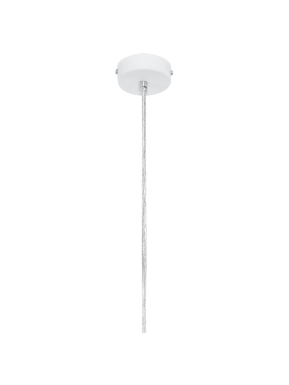 Kleine keramische hanglamp Sativa, Lampenkap: keramiek, Baldakijn: gecoat metaal, Wit, Ø 20 x H 26 cm