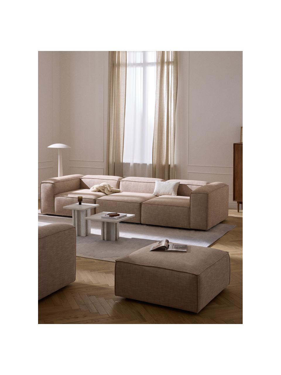 Modulares Sofa Lennon (4-Sitzer) aus Leinen-Mix, Bezug: 50 % Viskose, 25 % Leinen, Gestell: Fichtenholz, Sperrholz, m, Leinen-Mix Rostrot, B 327 x T 119 cm