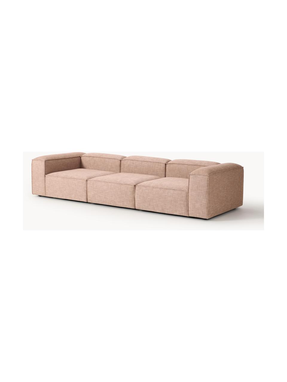 Modulares Sofa Lennon (4-Sitzer) aus Leinen-Mix, Bezug: 50 % Viskose, 25 % Leinen, Gestell: Fichtenholz, Sperrholz, m, Füße: Kunststoff Dieses Produkt, Leinen-Mix Rostrot, B 327 x T 119 cm