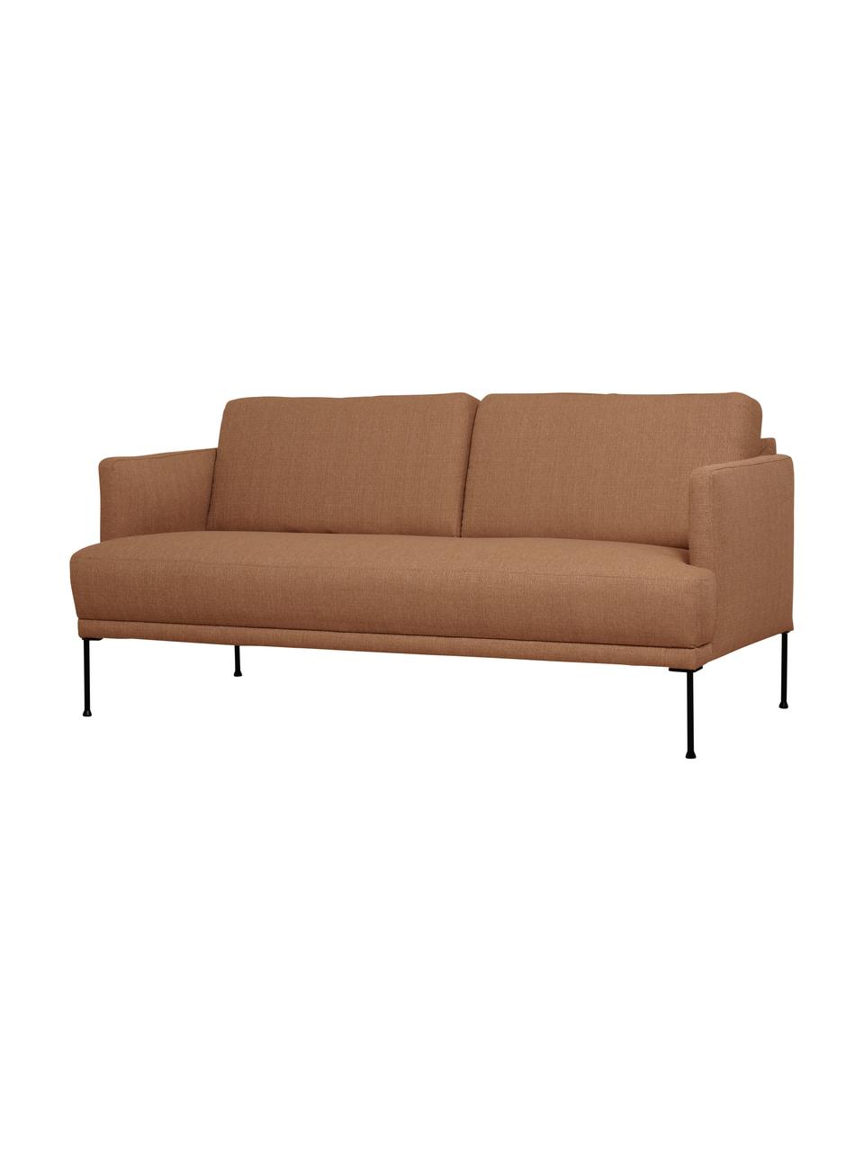 Divano 2 posti con piedini in metallo Fluente, Rivestimento: 100% poliestere Con 115.0, Struttura: legno di pino massiccio, , Piedini: metallo verniciato a polv, Tessuto color torrone, Larg. 166 x Prof. 85 cm