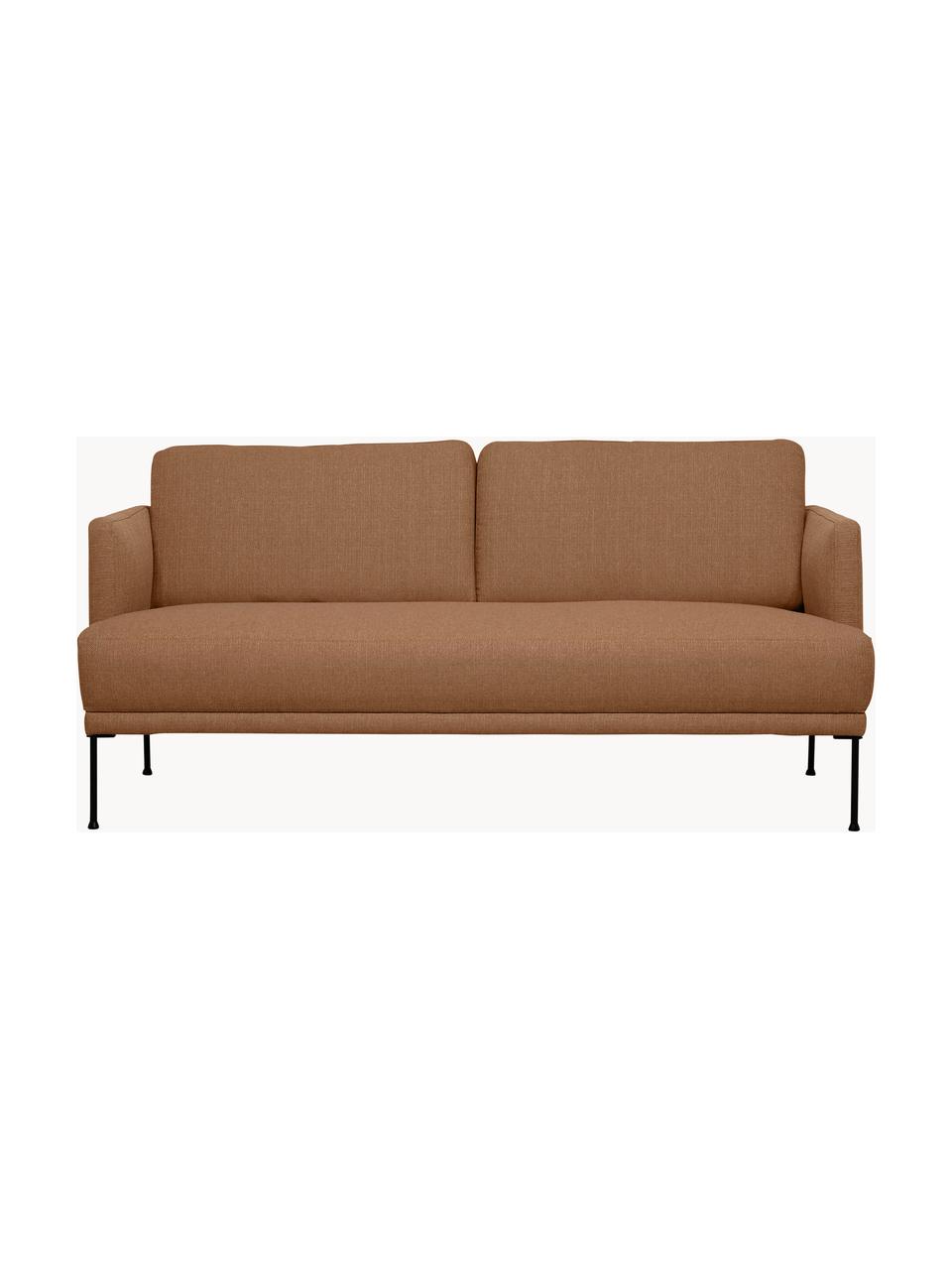 Bank Fluente (2-zits), Bekleding: 100% polyester De slijtva, Frame: massief grenenhout, FSC-g, Poten: gepoedercoat metaal, Geweven stof lichtbruin, B 166 x D 85 cm