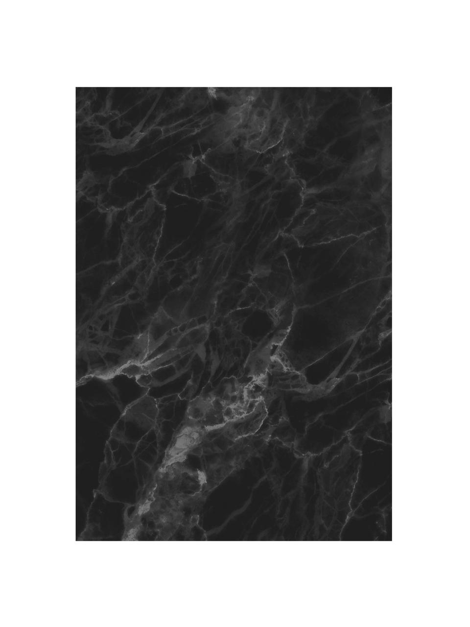 Carta da parati con motivo marmo nero Marble, Tessuto non tessuto, Nero, Larg. 195 x Alt. 280 cm
