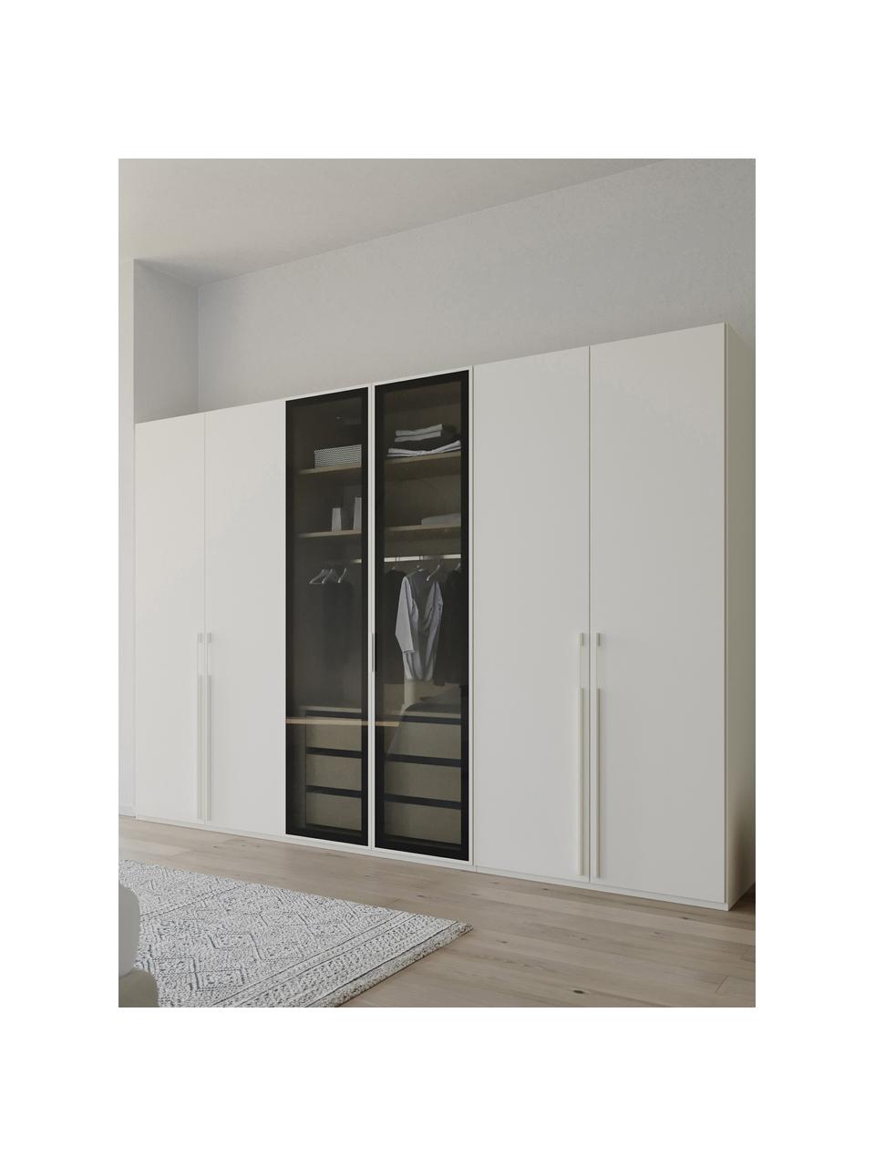 Drehtürenschrank Skat Shine mit beleuchteten Glastüren, Griffe: Metall, beschichtet, Weiß, B 301 x H 223 cm