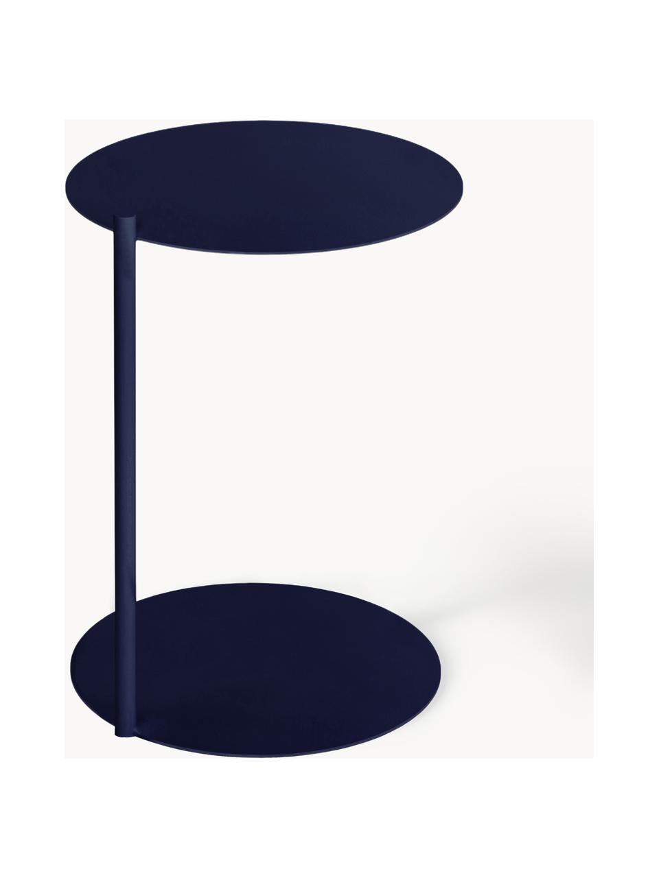 Kulatý odkládací stolek z kovu Ande, Ocel s práškovým nástřikem, Tmavě modrá, Ø 40 cm, V 55 cm