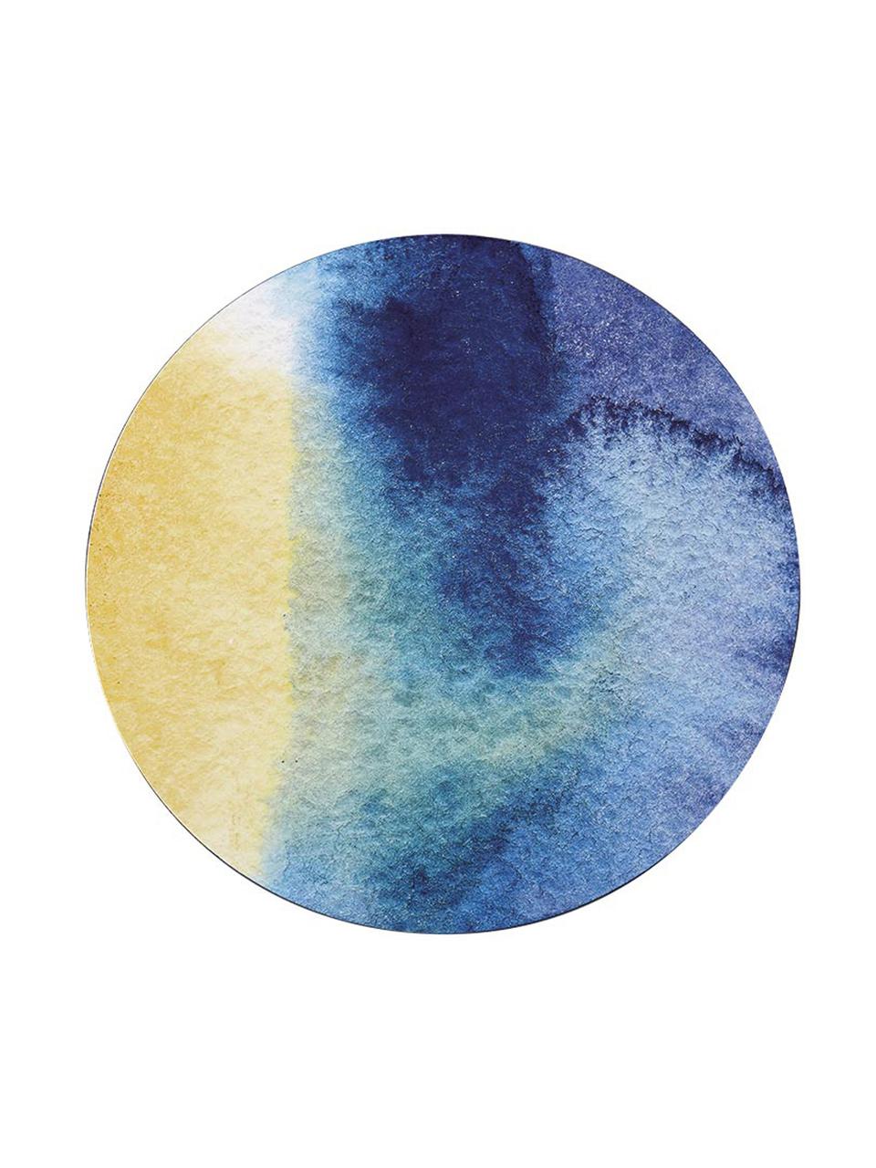 Okrągła podkładka z tworzywa sztucznego Inky, 4 szt., Niebieski, biały, żółty, turkusowy, Ø 29 cm