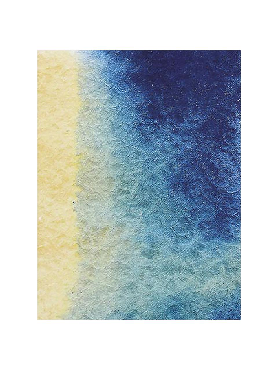 Ronde placemats Inky, 4 stuks, Bovenzijde: kunststof, Onderzijde: kurk, Blauw, wit, geel, turquoise, Ø 29 cm