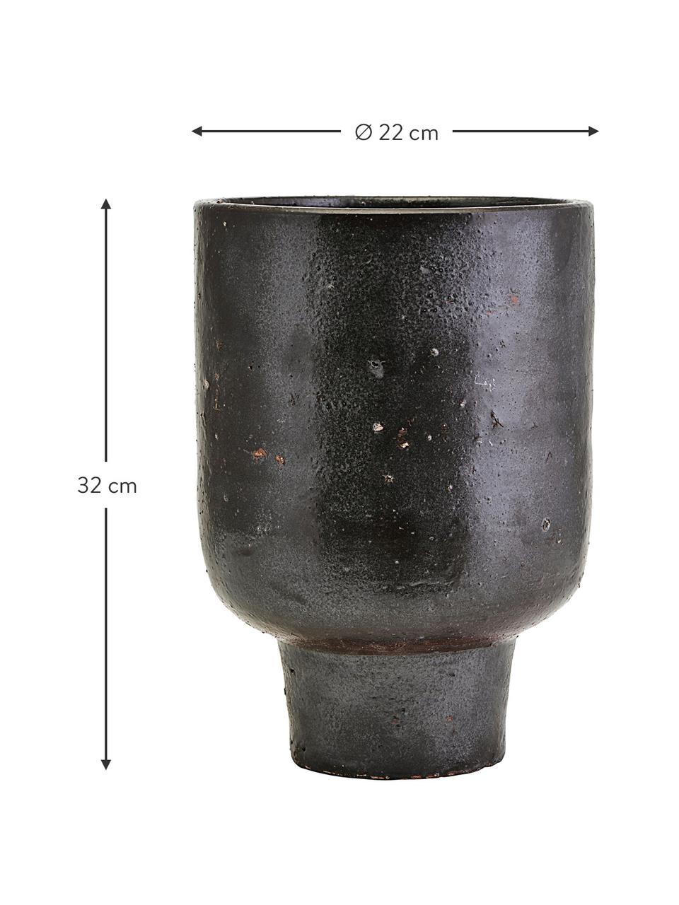 Handgefertigter Übertopf Artist, Lehm, glasiert, Schwarz, Ø 22 x H 32 cm