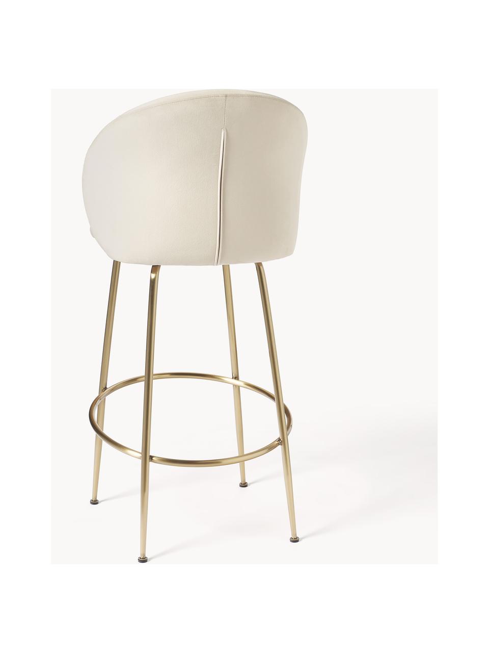 Barová židle ze sametu Luisa, Krémově bílá, zlatá, Š 54 cm, V 54 cm