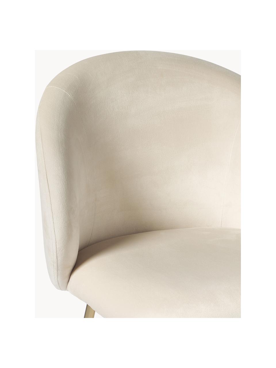 Taburete alto de terciopelo Luisa, Tapizado: terciopelo (100% poliéste, Asiento: madera contrachapada con , Patas: metal con pintura en polv, Terciopelo blanco crema, dorado, An 54 x F 54 cm