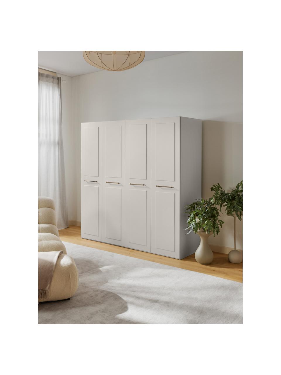 Modularer Drehtürenschrank Charlotte, 200 cm Breite, mehrere Varianten, Korpus: Spanplatte, melaminbeschi, Griffe: Messing Dieses Produkt wi, Beige, Basic Interior, B 200 x H 200 cm