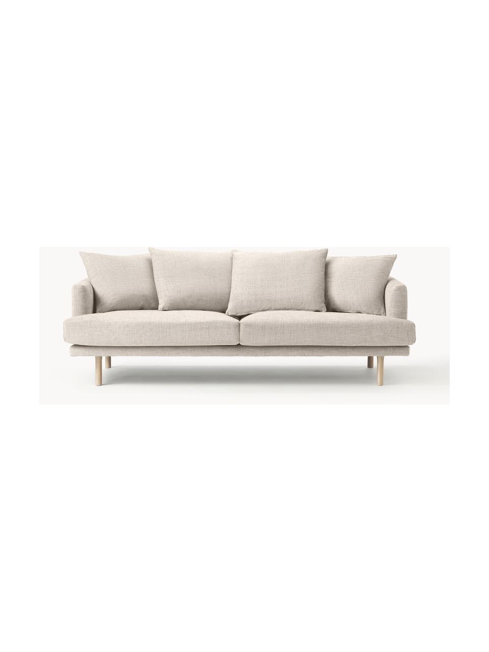 Sofa Adrian (3-osobowa), Tapicerka: 47% wiskoza, 23% bawełna,, Stelaż: sklejka, Nogi: drewno dębowe olejowane T, Jasnobeżowa tkanina, S 214 x G 95 cm