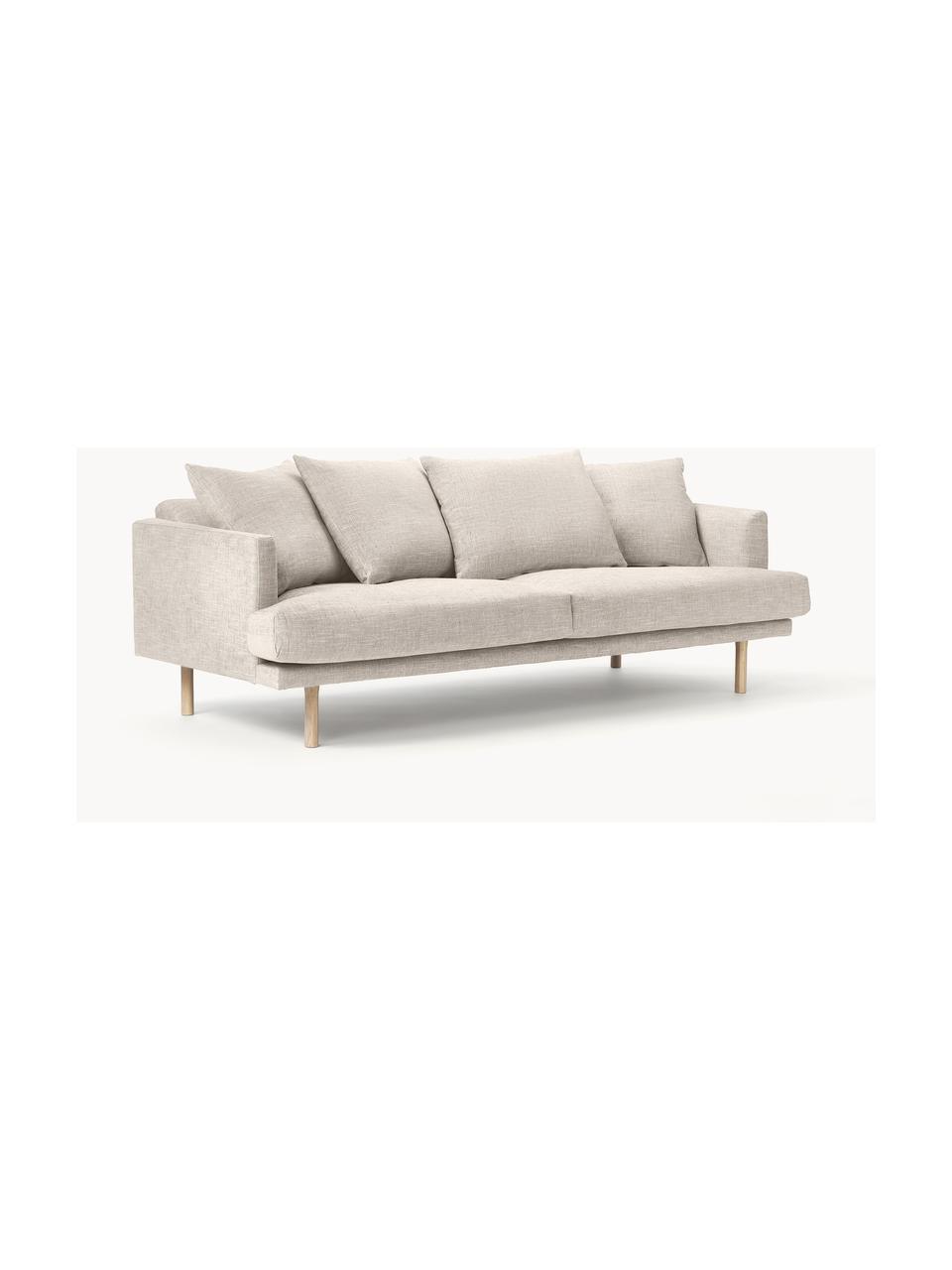 Sofá Adrian (3 plazas), Tapizado: 47% viscosa, 23% algodón,, Tapizado: relleno de espuma, Estructura: madera contrachapada, Patas: madera de roble aceitada, Tejido beige claro, An 214 x F 95 cm