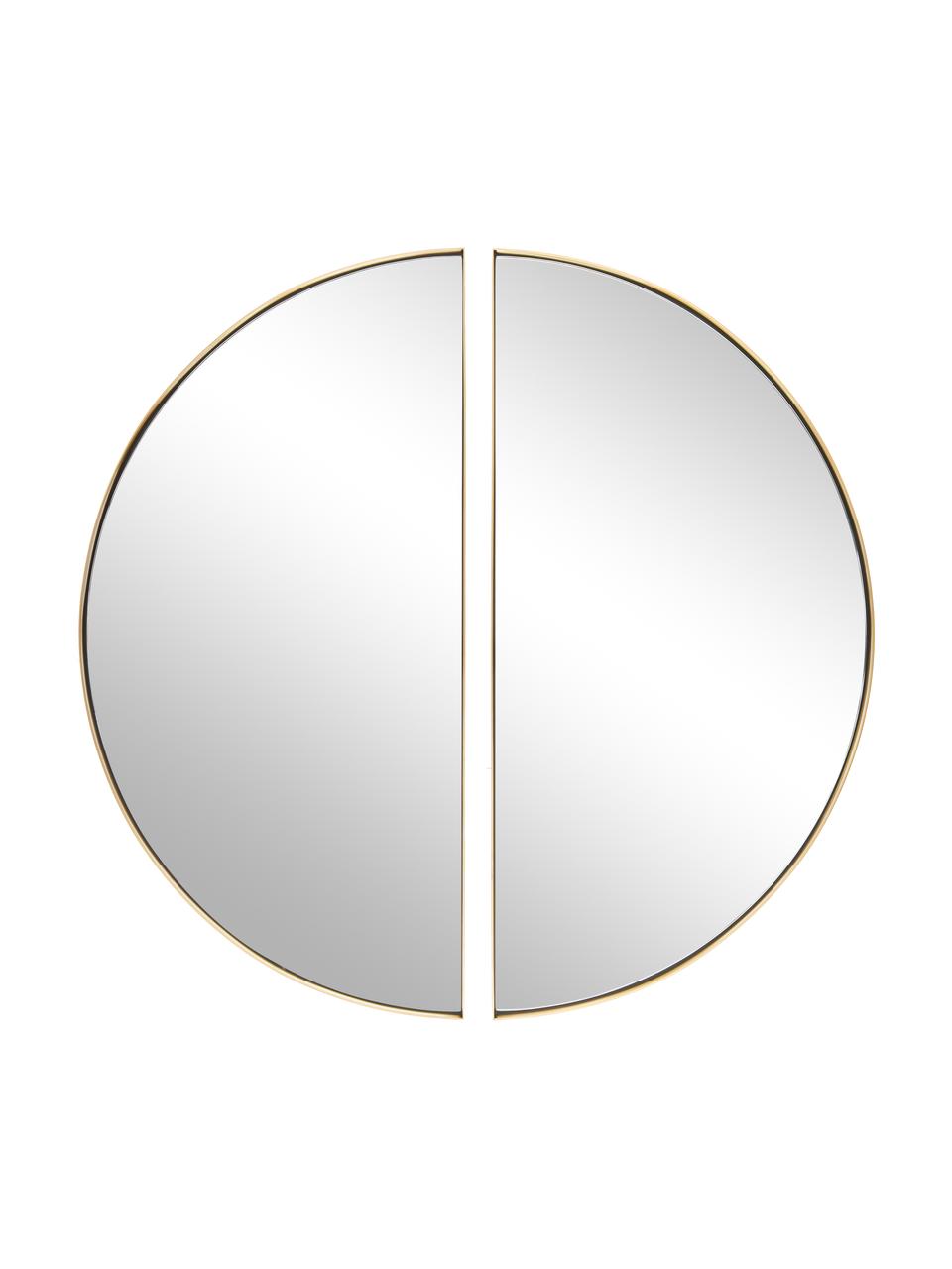 Set de espejo de pared Selena, 2 uds., Espejo: cristal, Parte trasera: tablero de fibras de dens, Dorado, Ø 72 cm