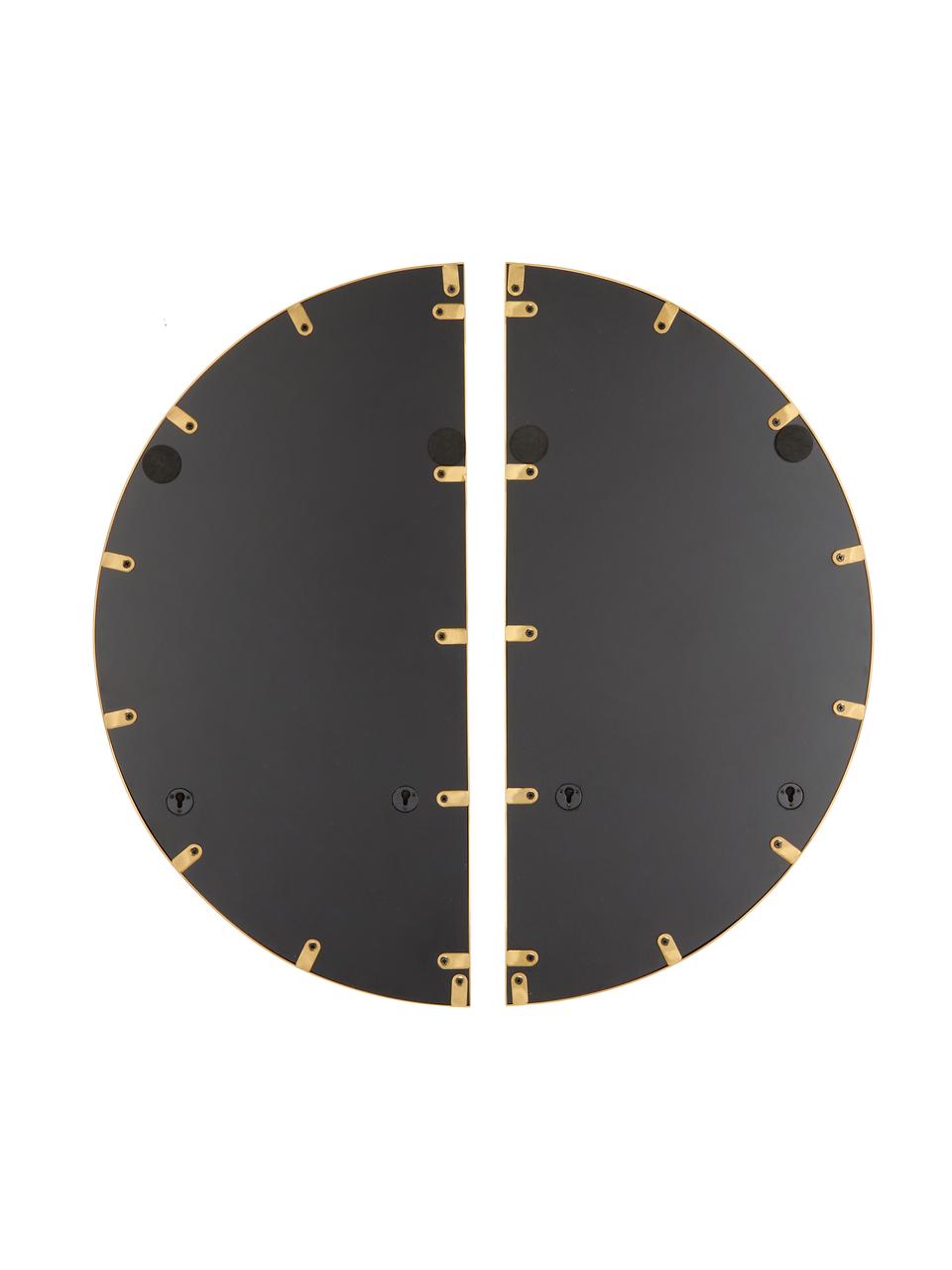 Set de espejo de pared Selena, 2 uds., Espejo: cristal, Parte trasera: tablero de fibras de dens, Dorado, Ø 72 cm