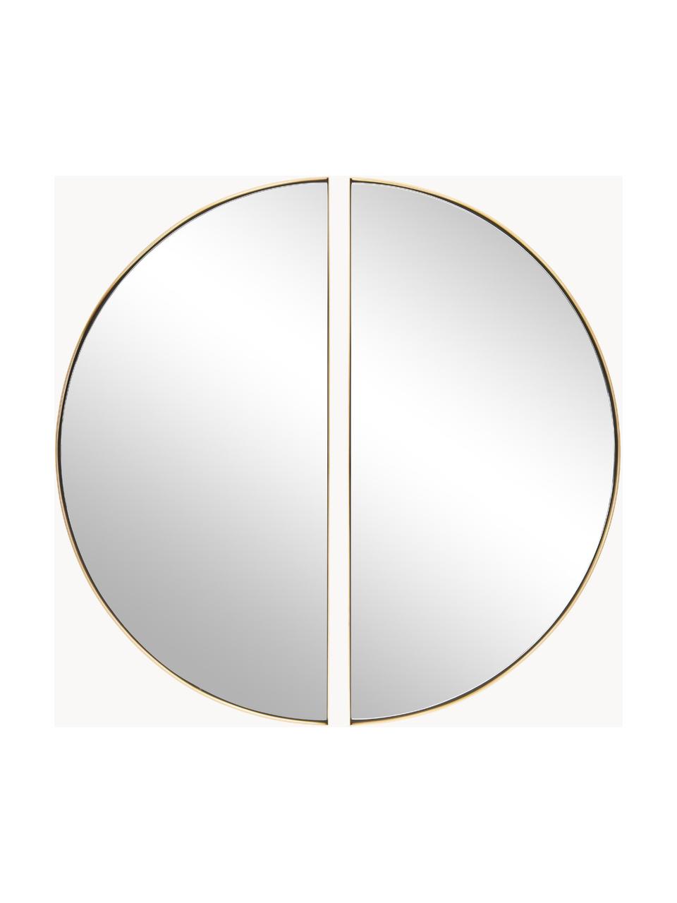 Set de espejo de pared Selena, 2 uds., Espejo: cristal, Parte trasera: tablero de fibras de dens, Dorado, Ø 100 cm