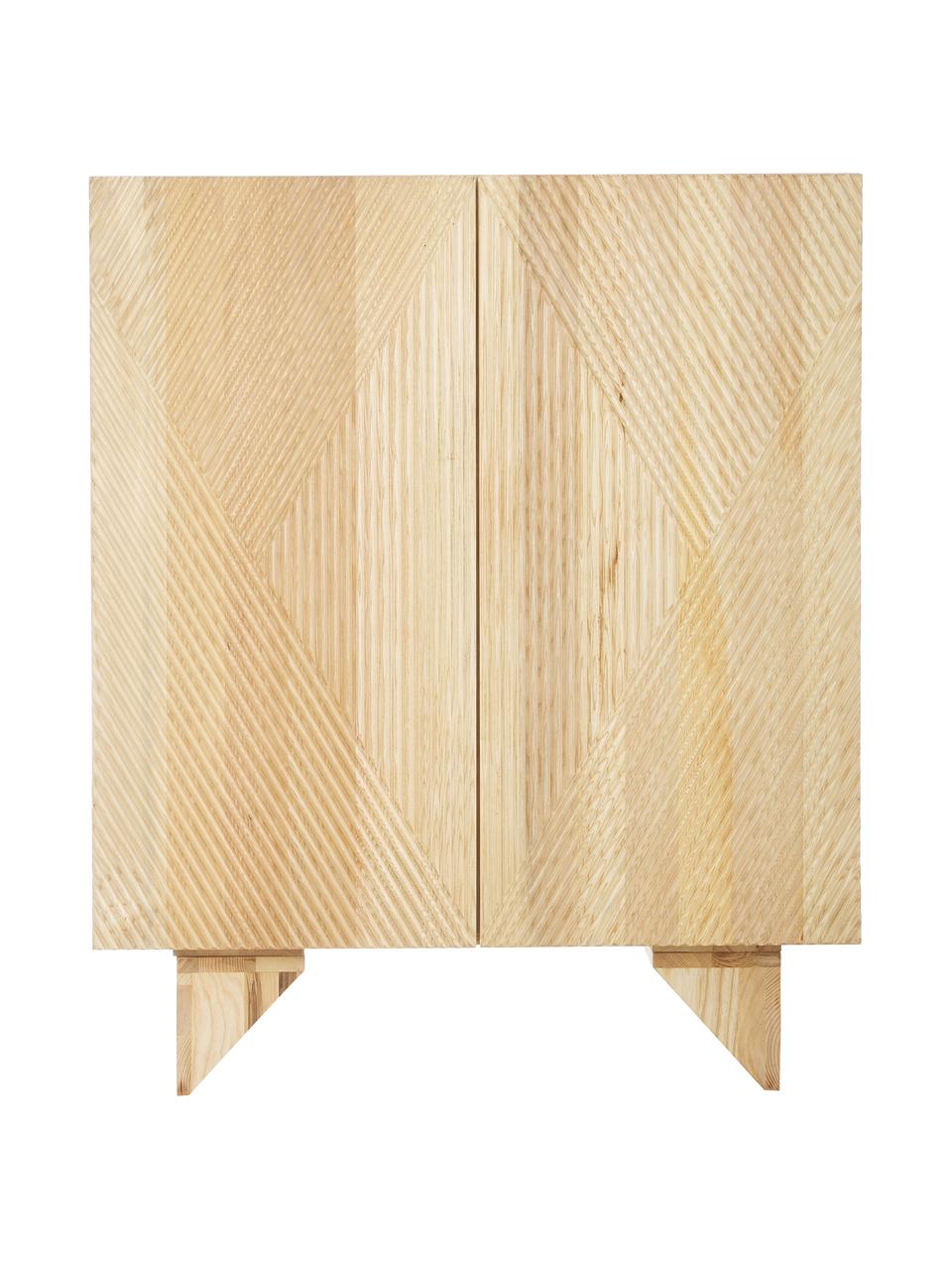 Credenza alta in legno di frassino massiccio con ante Louis, Legno di frassino, Larg. 100 x Alt. 120 cm