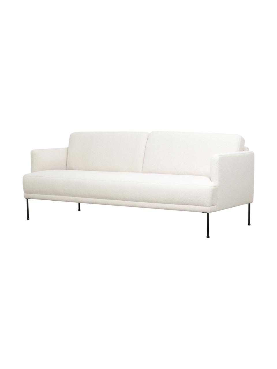 Canapé 3 places tissu peluche Fluente, Peluche blanc crème, larg. 196 x prof. 85 cm